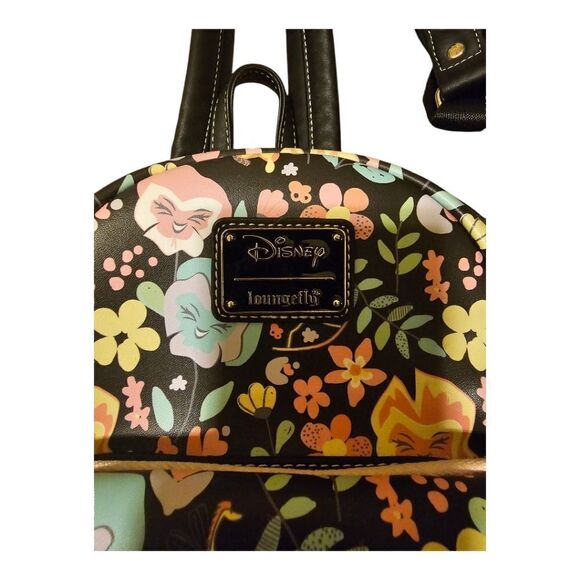 Loungefly Disney Floral Backpack - Black and Multicolor - Picture 5 of 9